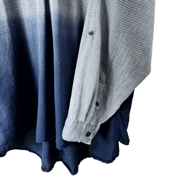 Striped Ombre' V-Neck Roll-Tab Sleeve Cotton Tunic | Sonoma | 3X - Picture 3 of 7